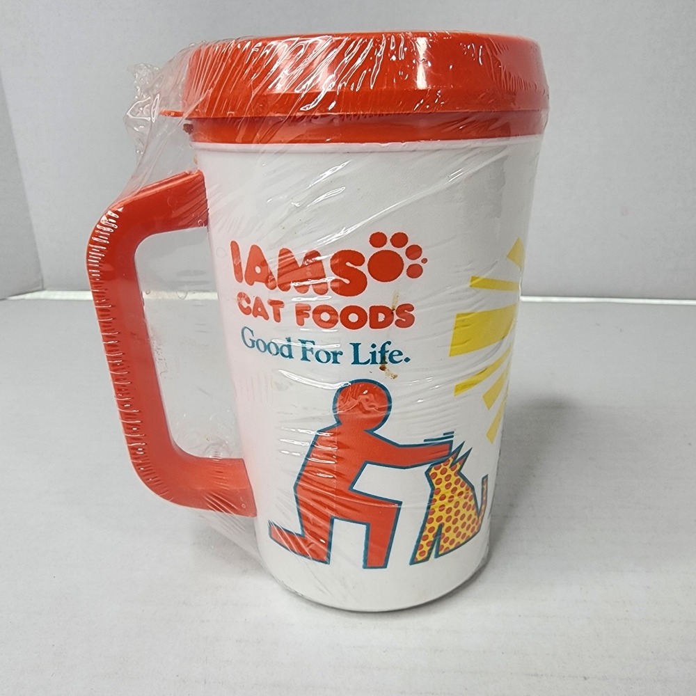 Vintage IAMS Aladdin Travel Mug Insulated Cat CupOrange New Sealed